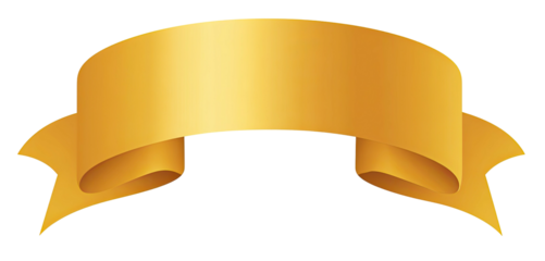 A decorative golden ribbon banner, empty for text