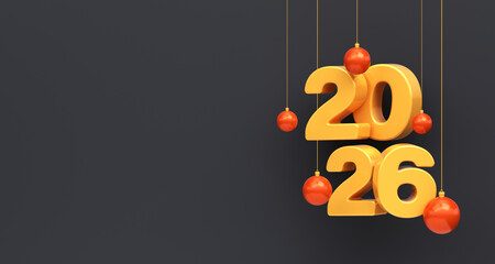 3D illustration Happy New Year 2026