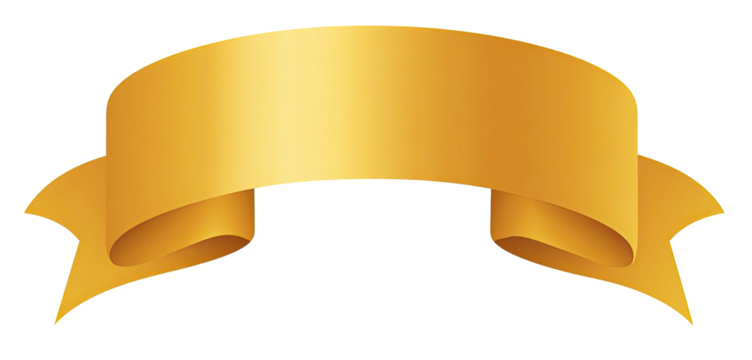 A decorative golden ribbon banner, empty for text