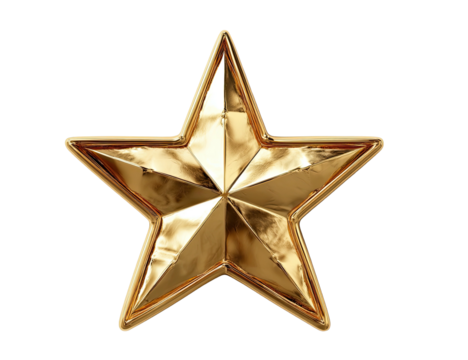 Shiny, polished gold star with sharp points on a black background