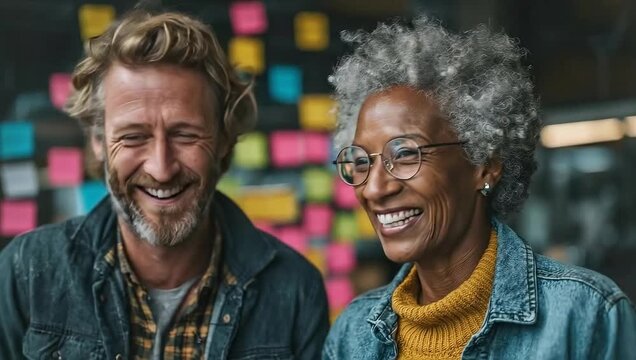 A diverse team laughing together during a creative brainstorming session promoting workplace inclusion collaboration and positive team culture