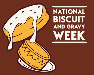 Celebrating National Biscuit and Gravy Week with Delicious Cartoon Biscuits and Gravy Illustration illustration