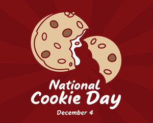 National Cookie Day Illustration Featuring Two Cookies on a Red Background with Rays cartoon