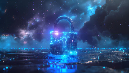 Abstract Digital Padlock Symbolizing Cybersecurity