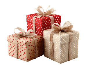 Fototapeta premium Three wrapped presents with decorative bows