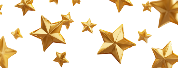 Glittering golden stars against a deep black background
