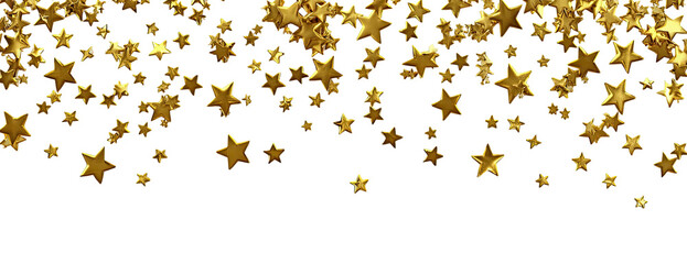 Cascading golden stars on a black background
