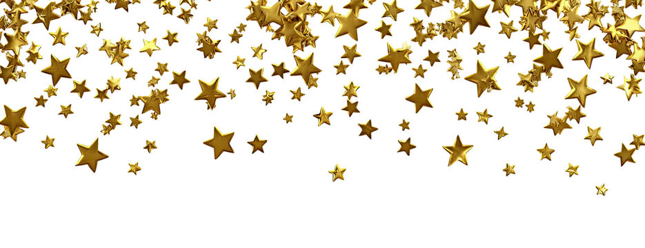 Cascading golden stars on a black background - Powered by Adobe