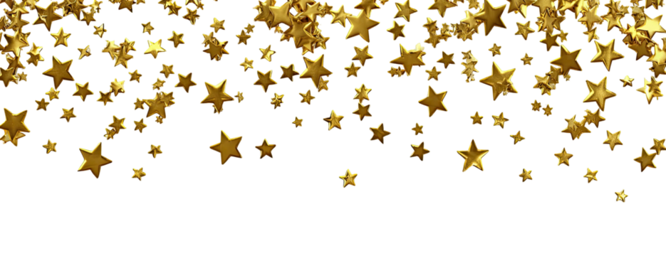 Cascading golden stars on a black background