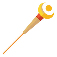 Magical crescent moon wand with a golden orb