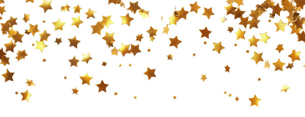 Falling golden stars on a black background