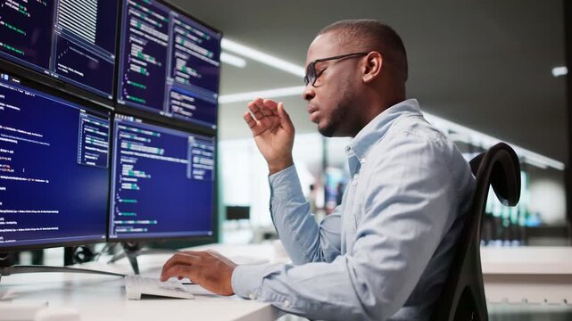 Sad Software Developer Frustrated By Coding