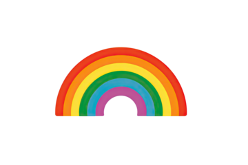 Vibrant rainbow arc with distinct colored bands on a black background