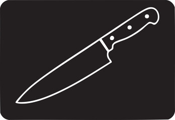 Chef s knife silhouette outline isolated on white background