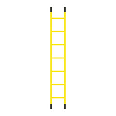 Ladder with step construction staircase vector illustration. Tool equipment Yellow ladder icon climbing object. Hight wall stepladder vertical instrument.