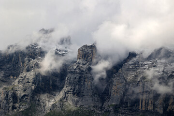 Alpine high mountains at the Susten Pass in the Swiss Alps