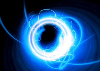 Blue Energy Flow — Abstract Neon Light Motion Background.Abstract background of glowing blue light trails forming dynamic energy waves.