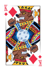 Werewolf King of Diamonds Playing Card. Vector illustration.

