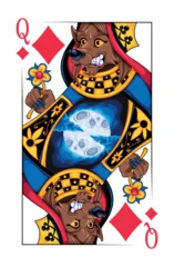 Fototapete Kinderzimmer Werewolf Queen of Diamonds Playing Card. Vector illustration.   © ddraw