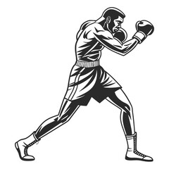 Vintage monochrome strong boxer in gloves