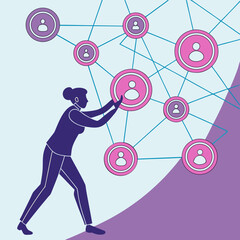 Woman connecting social network