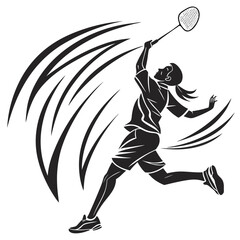 Woman playing badminton, vector illustration