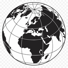World globe showing continents and grid lines