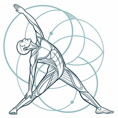 Yoga pose illustration, line art style