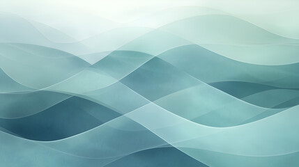 Obraz premium Abstract Gentle Wave Pattern in Chambray Blue and Light Green — Calm Geometric Gradient Background