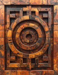 Obraz premium geometric burnt sienna clay tile pattern texture