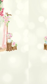 Sangeet Invitation Cream and Pink Floral Indian Wedding Blank Background Video