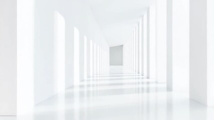 Modern architectural interior perspective with endless corridor and sunlight - Powered by Adobe