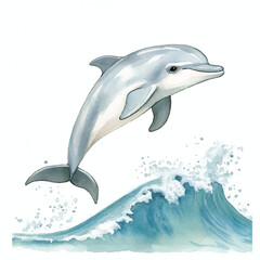 Obraz premium Dolphin leaping from ocean waves showcasing aquatic grace and marine life.