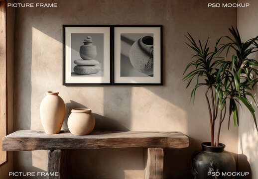 Elegant Minimalist Interior Decor, Frame Mockup Psd