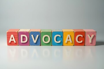 Creative Display: Advocacy Illustrated: Colorful Wooden Blocks Representing Various Branding Elements