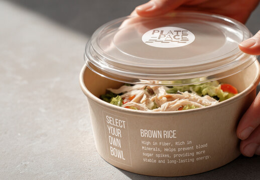 Healthy Salad In Eco-friendly Packaging Mockup Psd