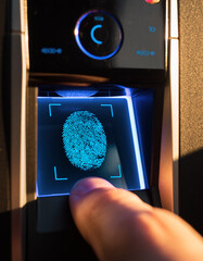 high tech scanner reading digital fingerprint interface