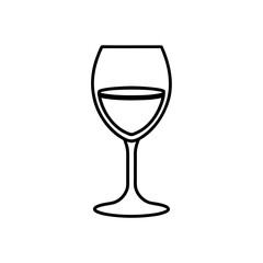 Outline drawing of wineglass on transparent background