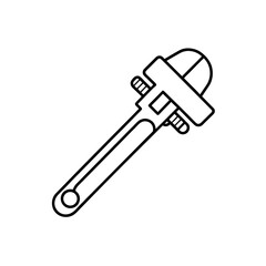 Outline of a wrench tool art on transparent background