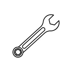 Outline of a wrench tool art on transparent background