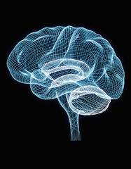 glowing connected lines forming digital brain shape