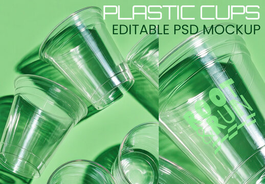 Plastic Cups Mockup Design Psd
