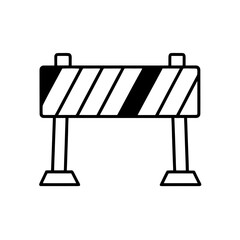 Roadwork barrier black and white on transparent background