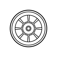 Outline of a simple wheel on transparent background