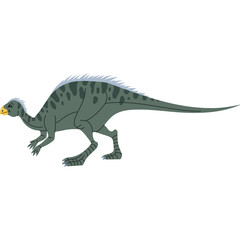 Green Dinosaur With Spotted Pattern And Crested Neck Standing On White Background Detailed Vector Illustration