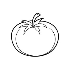 Outline drawing of a tomato on transparent background