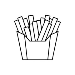 Outline of french fries in box on transparent background