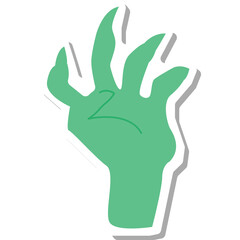 Green Cartoon Hand with Number Two on Palm Transparent Background Vector Art