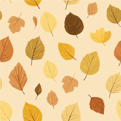 Obraz premium Illustration minimal seamless pattern of autumn leaves