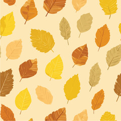 Obraz premium Illustration minimal seamless pattern of autumn leaves